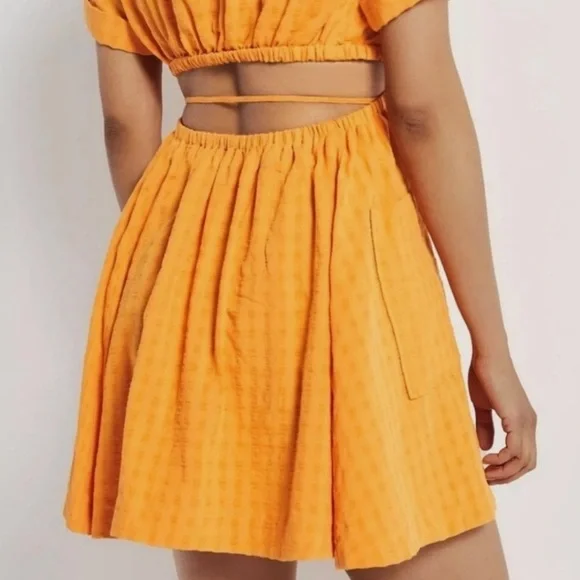 Anthropologie Vibrant Orange Wrap Mini Dress With Cut Out Size Medium. - Picture 5 of 12